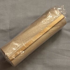 Jimmy Choo Beige Textured Sunglass Case, never opened, still wrapped in plastic